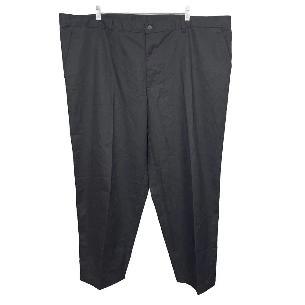 NWT George Fits Men 50x29 Black Classic Fit Flat Front Pants Career Service Wear